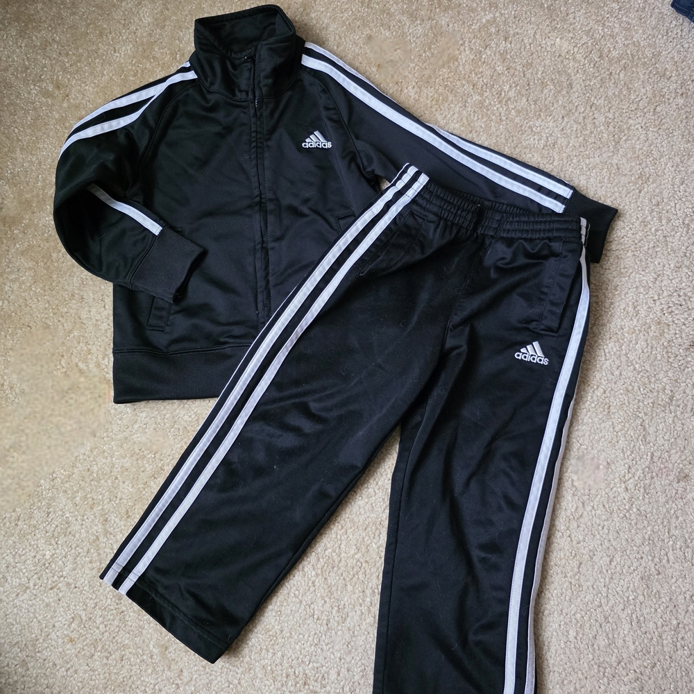 Adidas Kids Black Sweatpants with White Accents